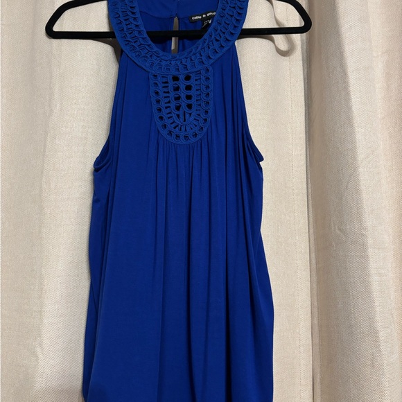 Cable & Gauge Tops - Cable & Gauge Royal Blue Sleeveless Blouse